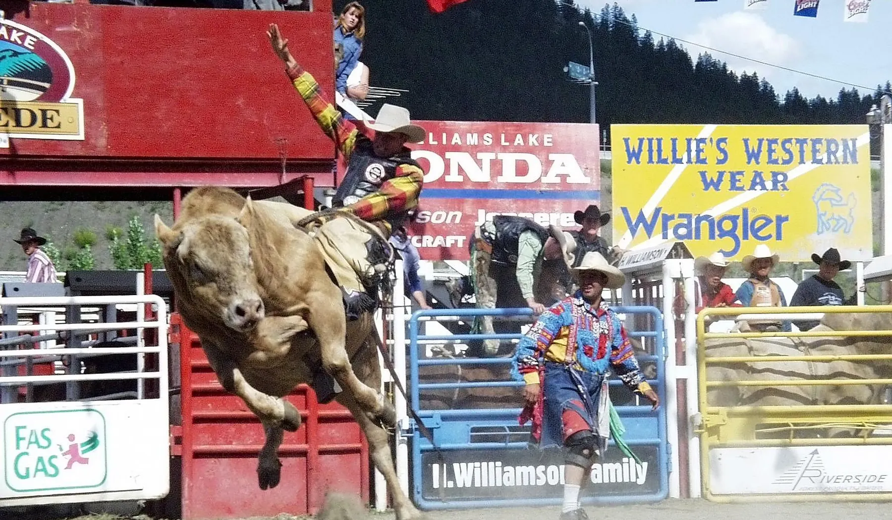 Rodeo action and spectators ready for event day